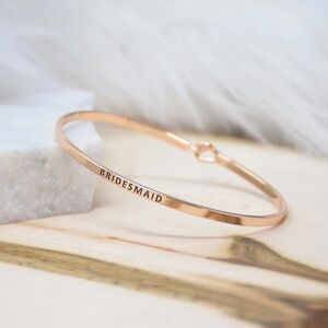 BRIDESMAID Bracelet Bangle Wedding Gift Rose Gold Brass